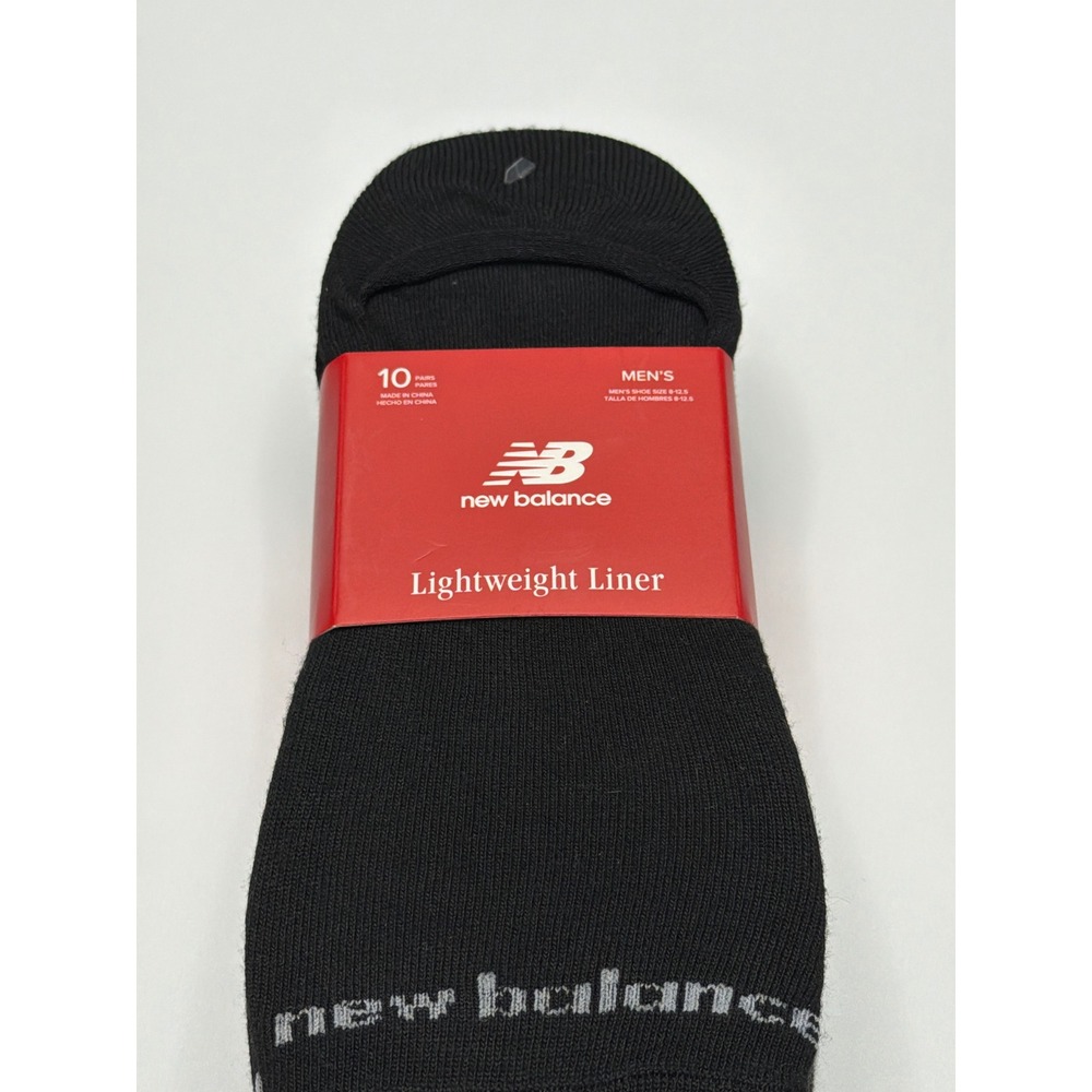 New‎ Balance Mens Lightweight No Show Liner Socks Black 10 Pair Pack Size L - Picture 2 of 5